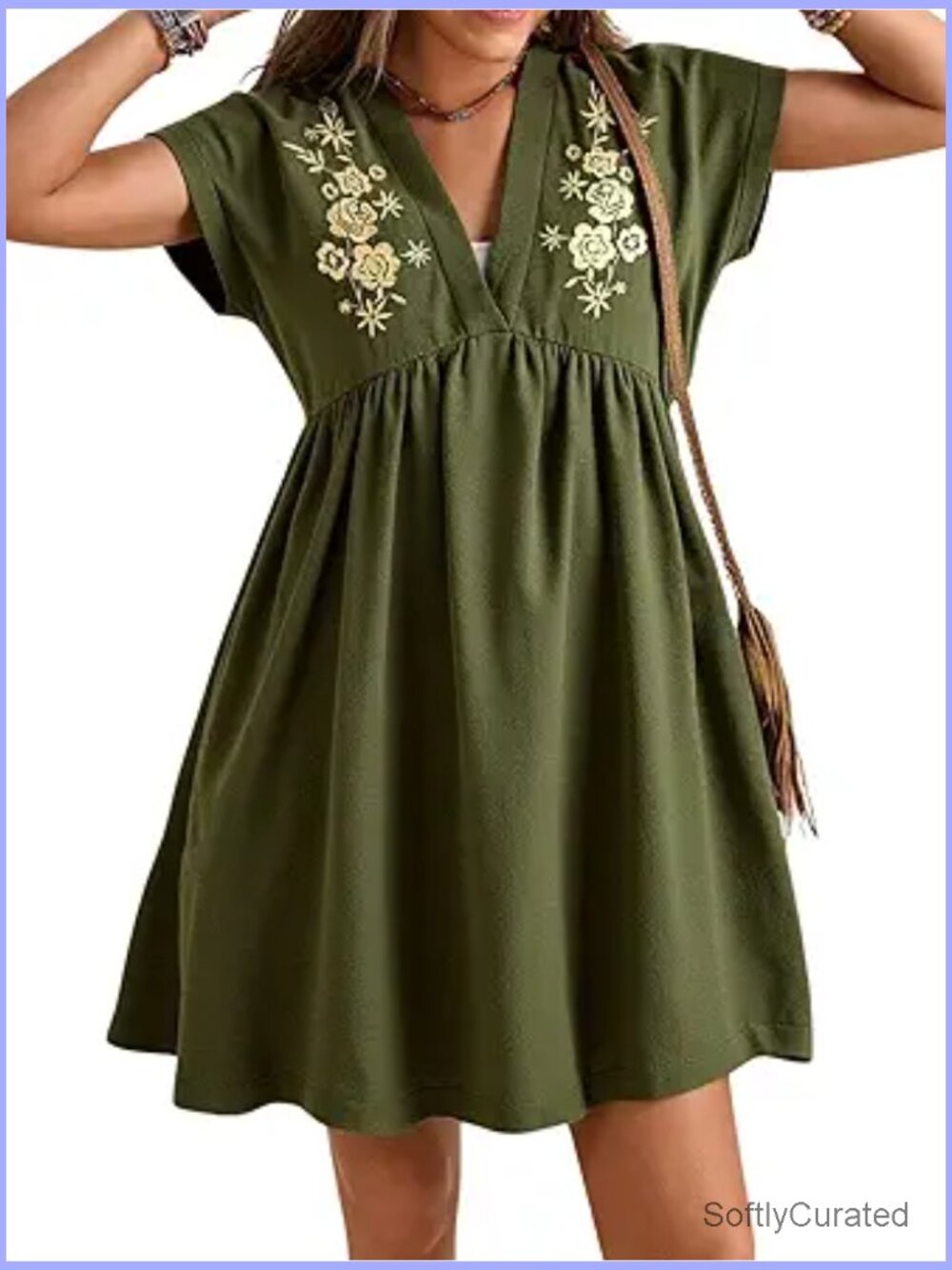 Western Cowgirl Embroidered Ruffle Mini Dress Boho Summer